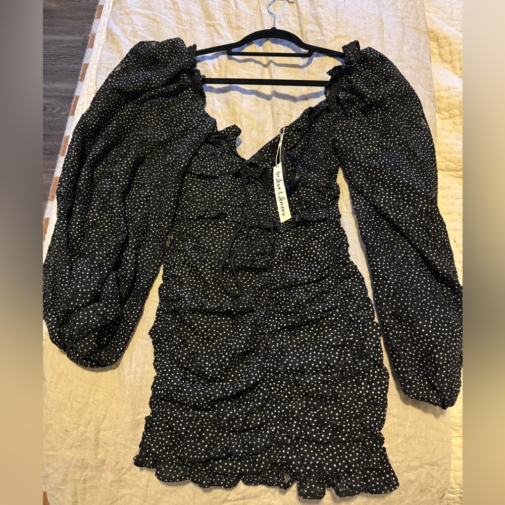 NWT For Love & Lemons Lelia Mini Dress in Black